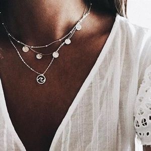 Multi layered Silver Wave Chain Necklace